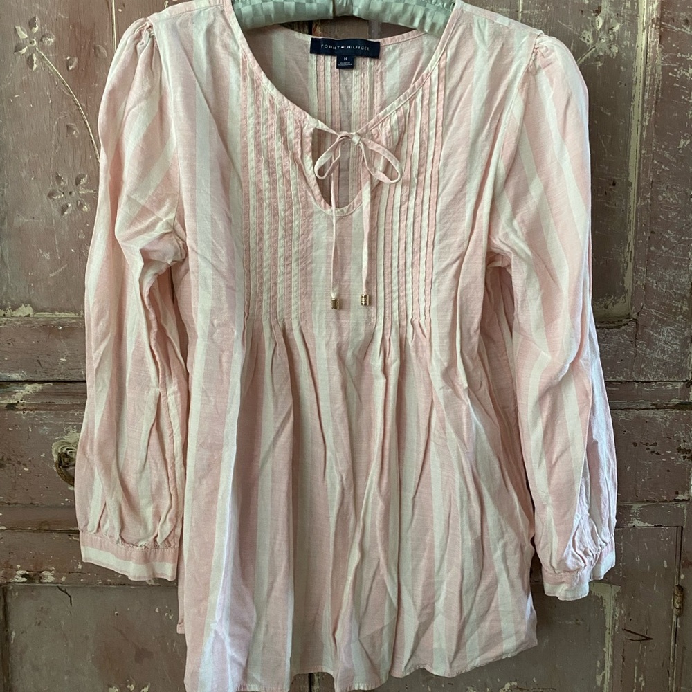 Tommy Hilfiger Pink White stripe Blouse Top